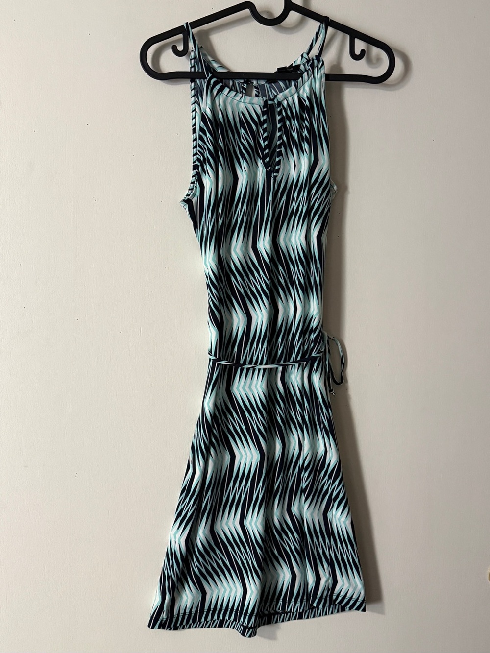 Banana Republic Mint and Black Geometric Halter Mini Dress